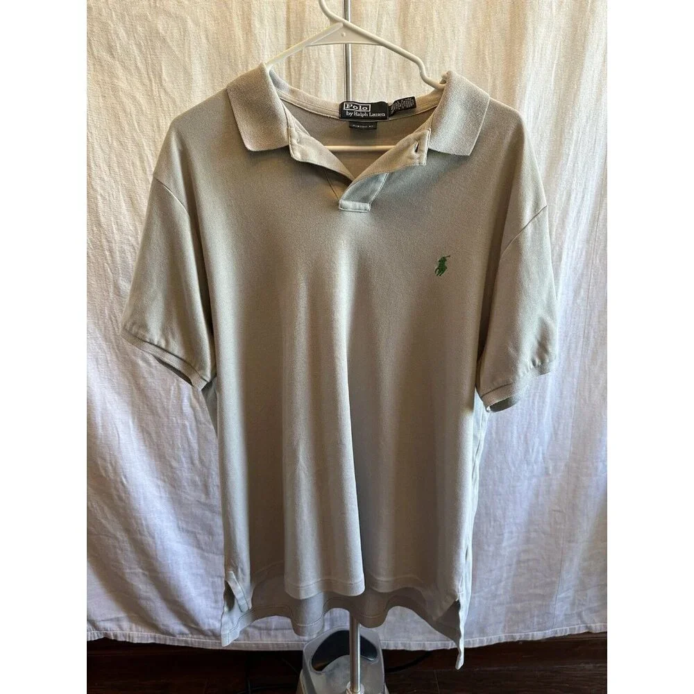 Polo‎ Ralph Lauren Men's Custom Fit Light Gray Polo Shirt, Size XL